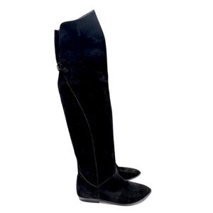 Over The Knee Black Suede Leather‎ Boots Made in Spain